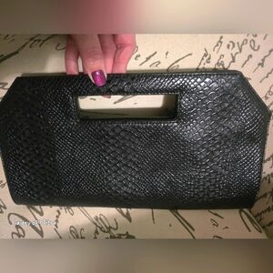 EXPRESS Blk Croc Embossed Fold Clutch Purse EUC like new